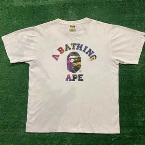 BAPE A Bathing Ape Mixed Color Camo College T-Shirt White M Hype Streetwear